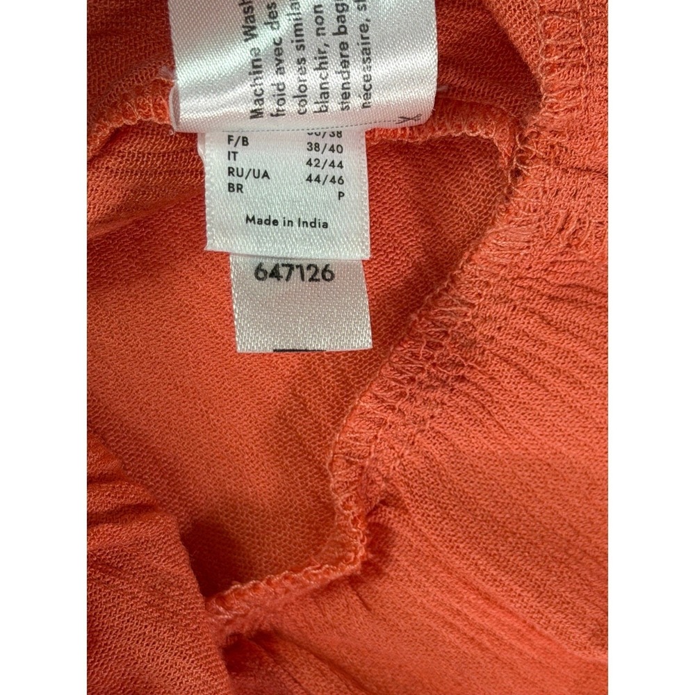 VENUS Off Shoulder Romper Size Small Coral Orange Ruffle Hem Boho Viscose - Picture 7 of 11